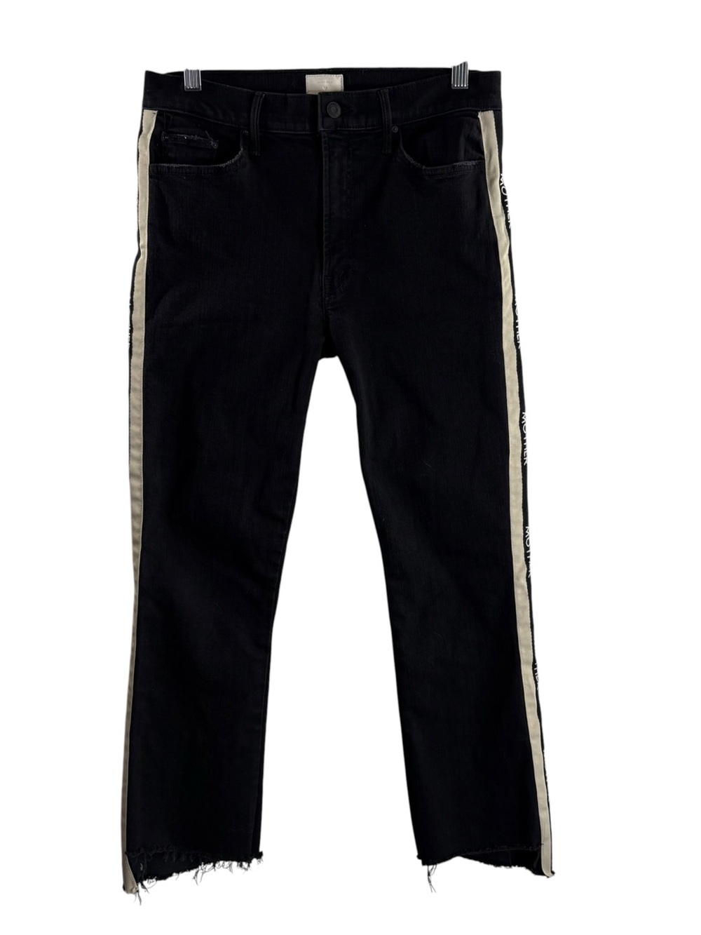 MOTHER The Insider Crop Step Fray Guilty Racer Jeans Contrast Side Stripe $228
